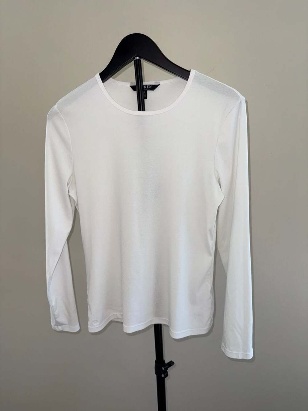 Lauren Ralph Lauren Long Sleeve Stretch Cotton T-Shirt-L